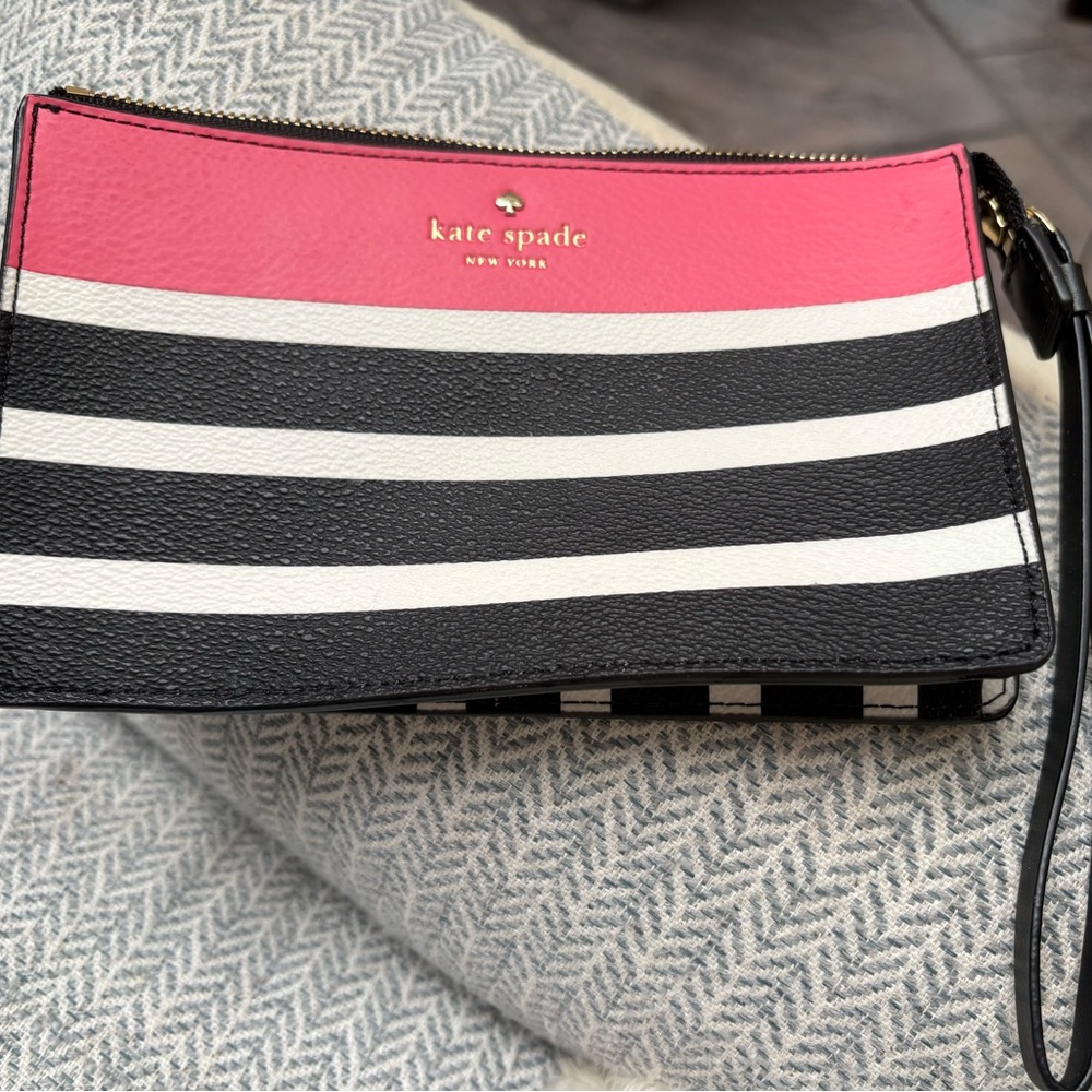 Kate Spade Pink and Black Wristlet Clutch